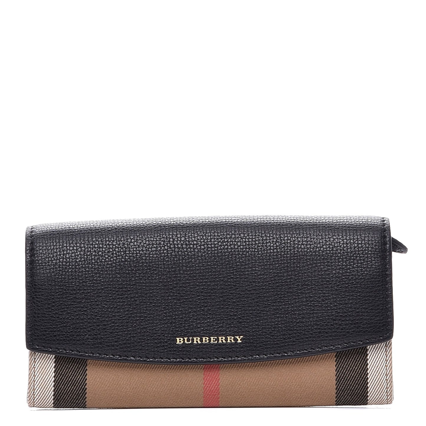 Calfskin House Check Porter Continental Wallet Black
