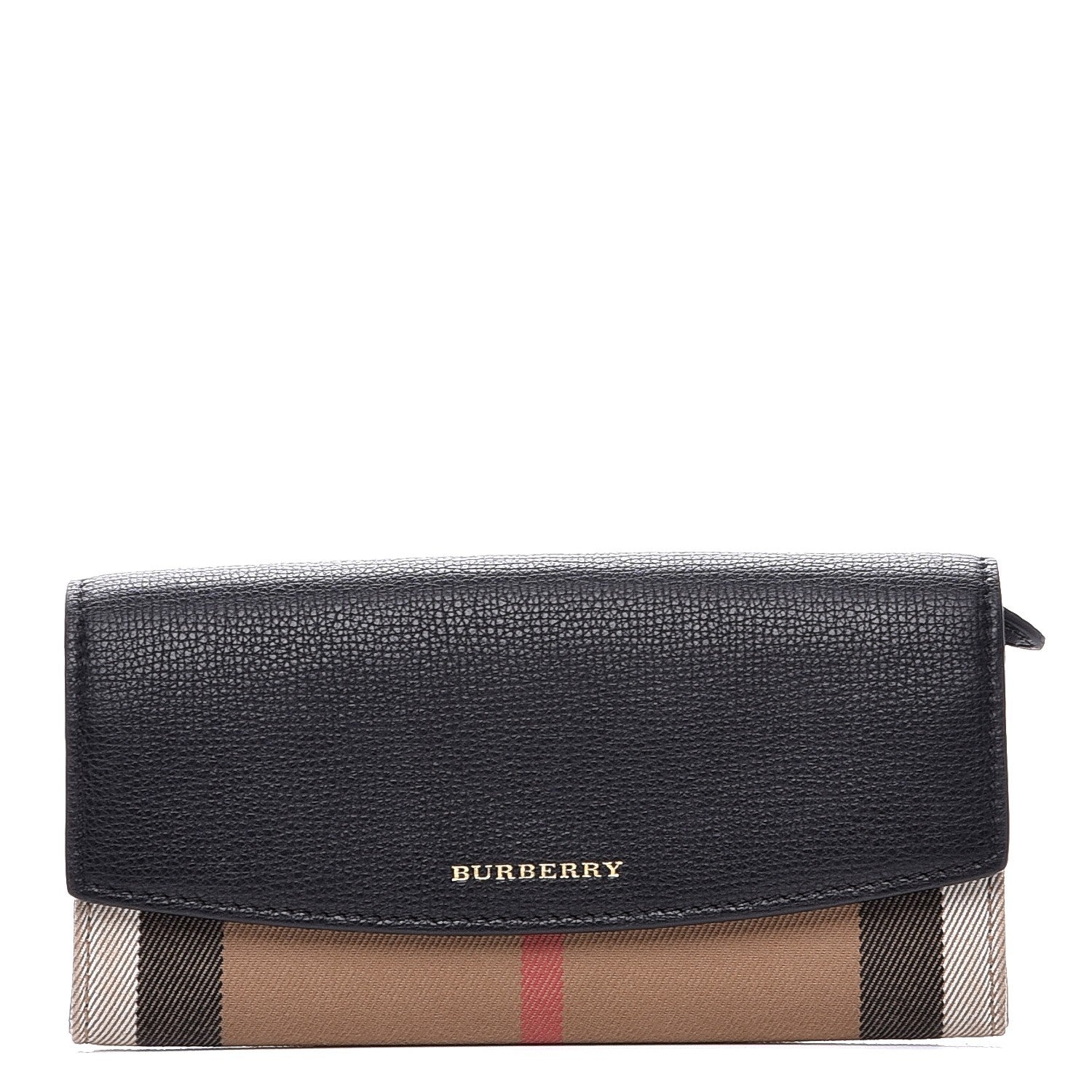 Burberry Calfskin House Check Porter Continental Wallet Black 1 of 7