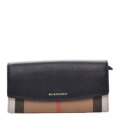 Burberry Calfskin House Check Porter Continental Wallet Black 1 of 7