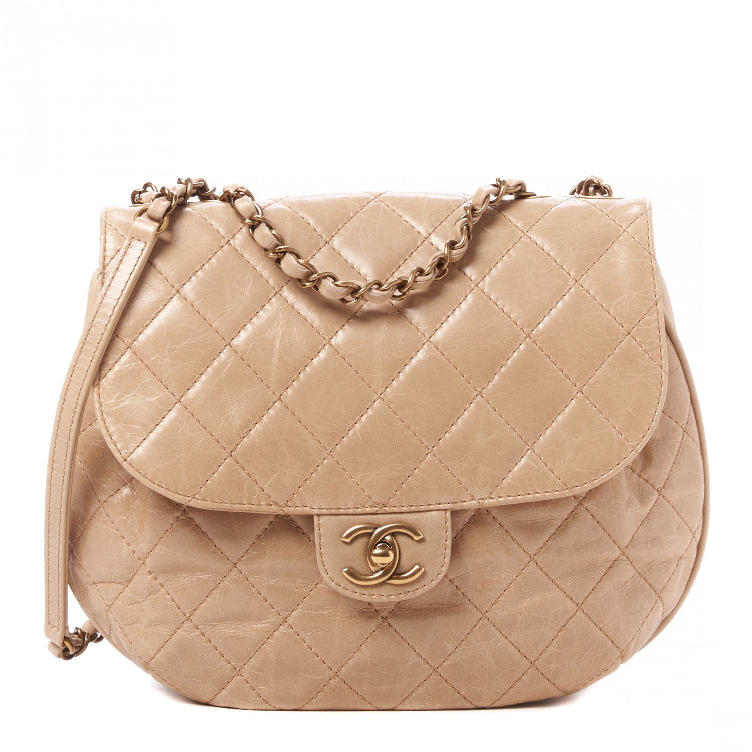 Chanel Glazed Calfskin Quilted Medium Bubble CC Flap Beige 1 of 9