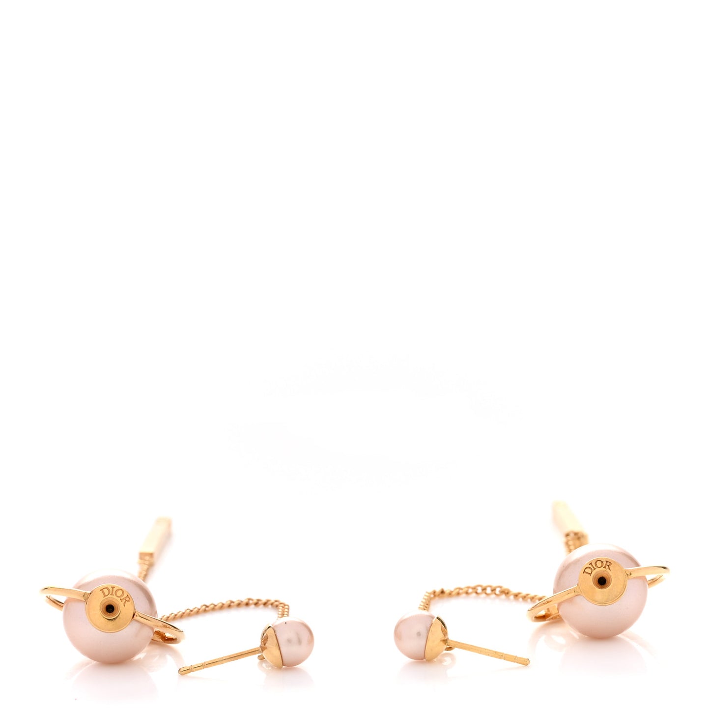 Pearl Tribales Dangle Chain Earrings Pink Gold