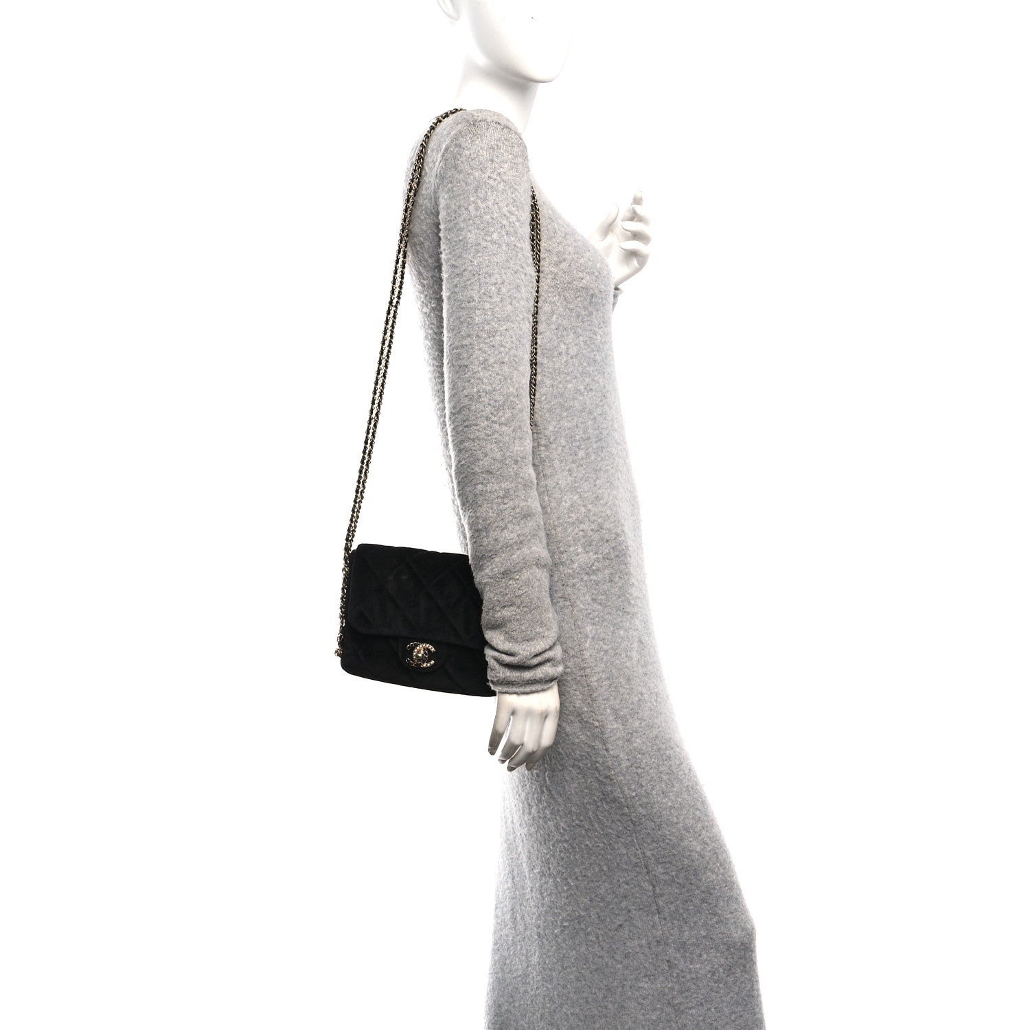 Chanel Velvet Quilted Crush On Chains Flap Bag Black 2 of 10