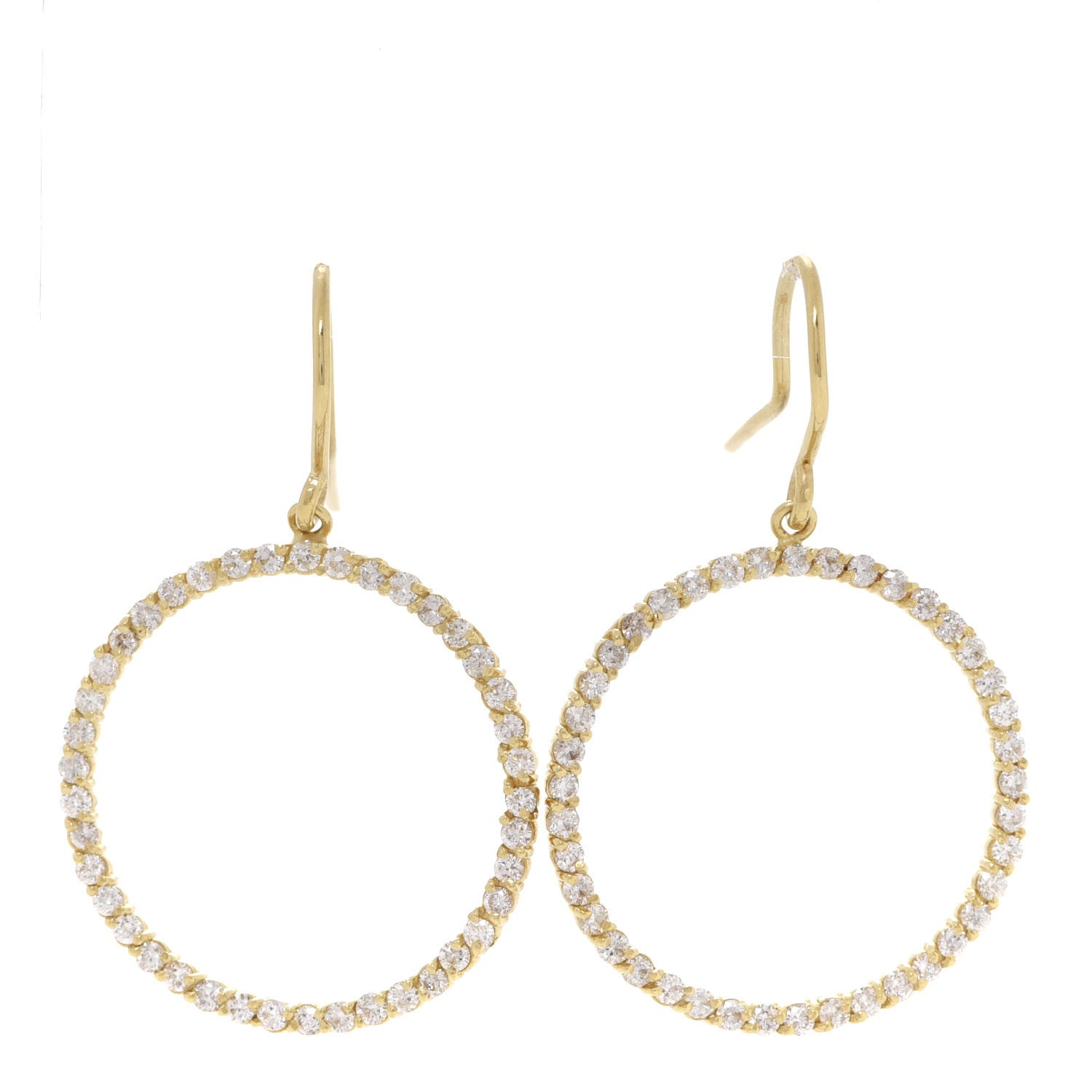 Jennifer Meyer 18K Yellow Gold Diamond Circle Drop Earrings 1 of 4