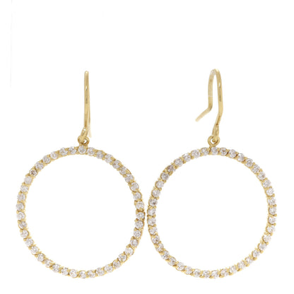 Jennifer Meyer 18K Yellow Gold Diamond Circle Drop Earrings 1 of 4