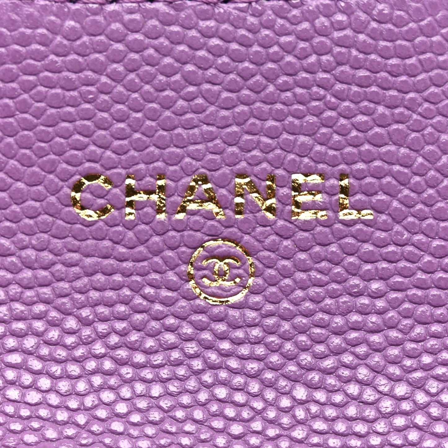 Caviar Quilted Flap Card Holder Wallet Purple