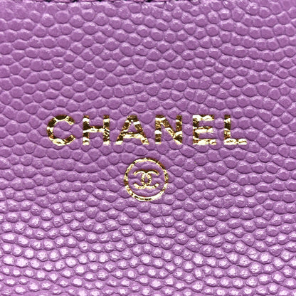 Chanel Caviar Quilted Flap Card Holder Wallet Purple 6 of 8