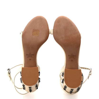 Valentino Garavani Pebbled Calfskin Rockstud Rolling 60mm City Sandals 38 Light Ivory 6 of 9