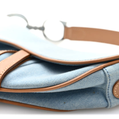 Christian Dior Denim Calfskin Saddle Bag Light Blue 9 of 9