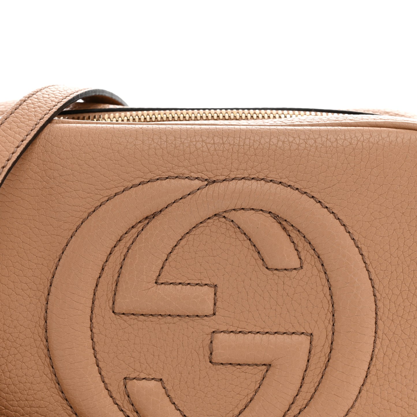 Pebbled Calfskin Small Soho Disco Bag Camelia