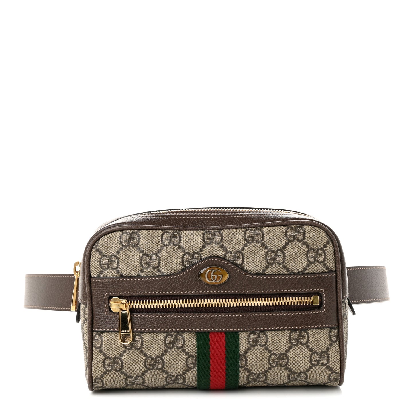 GG Supreme Monogram Web Small Ophidia Belt Bag 85 34 Dark Brown