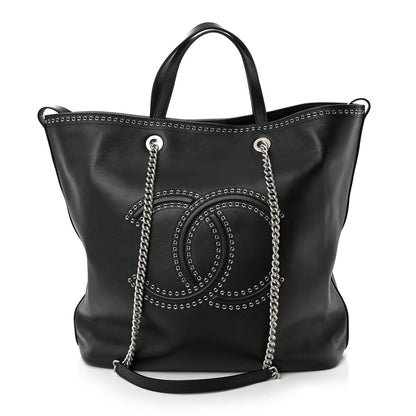 Chanel Grained Calfskin Large Coco Eyelets Shopping Tote Black 1 of 19