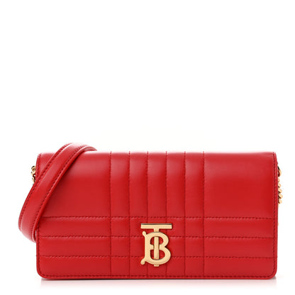 Burberry Lambskin Quilted Lola Chain Wallet Bright Red 1 of 10