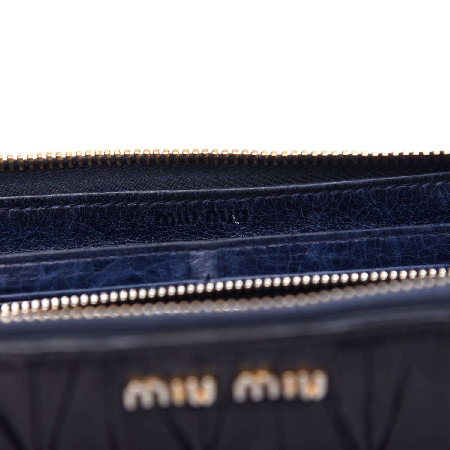 Miu Miu Nappa Matelasse Lux Zip Around Wallet Bluette 6 of 8