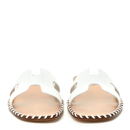 Hermes Calfskin Braided Oran Sandals 39 White 2 of 14