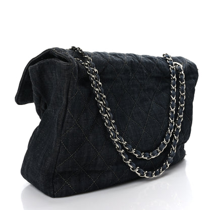 Chanel Denim Quilted Messenger Bag Dark Blue 3 of 9