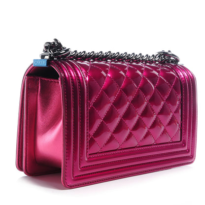 Chanel Metallic Patent Calfskin Quilted Small Boy Flap Pink 3 of 10