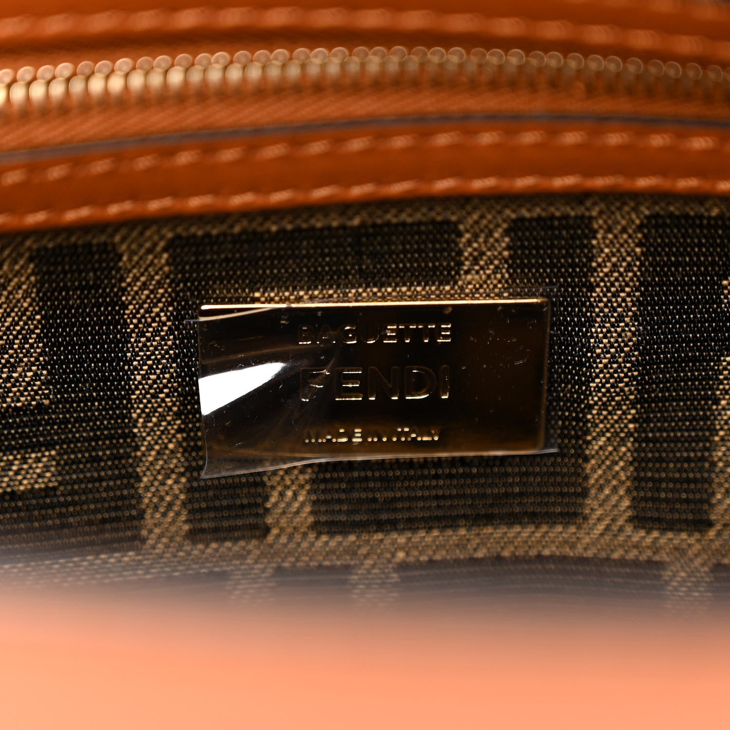 Fendi Shiny Nappa Multipocket Baguette Brandy 6 of 9
