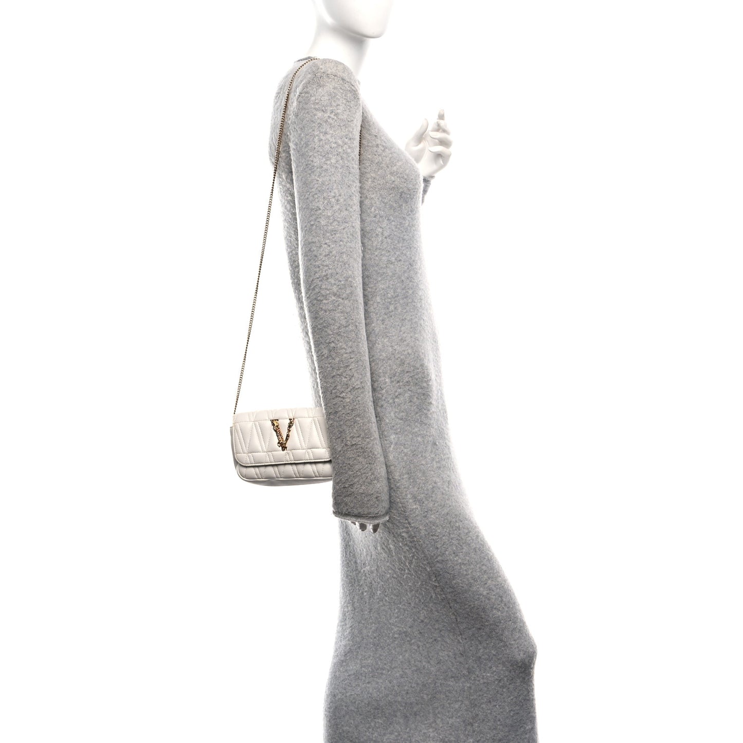 Nappa Quilted Virtus Evening Bag White