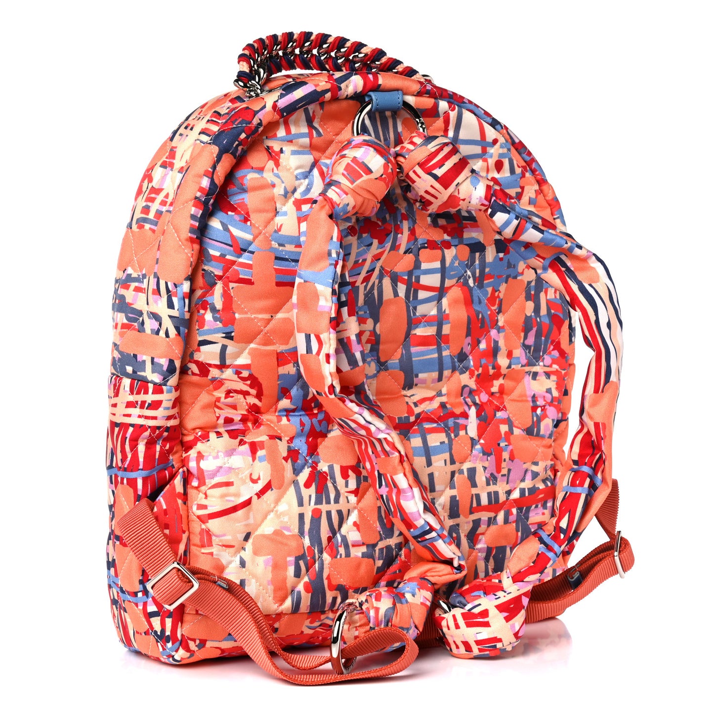 Foulard Fabric Quilted Printed Backpack Orange