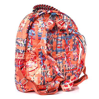 Chanel Foulard Fabric Quilted Printed Backpack Orange 2 of 8