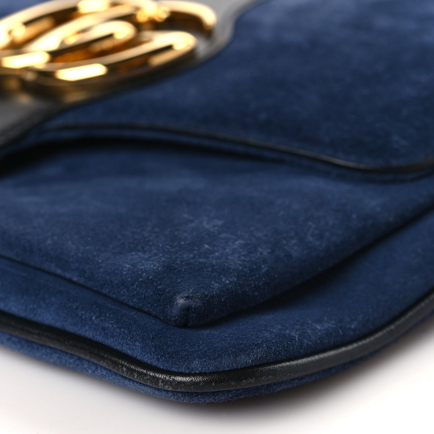 Suede Medium Arli Flap Shoulder Bag Blue Ink Black