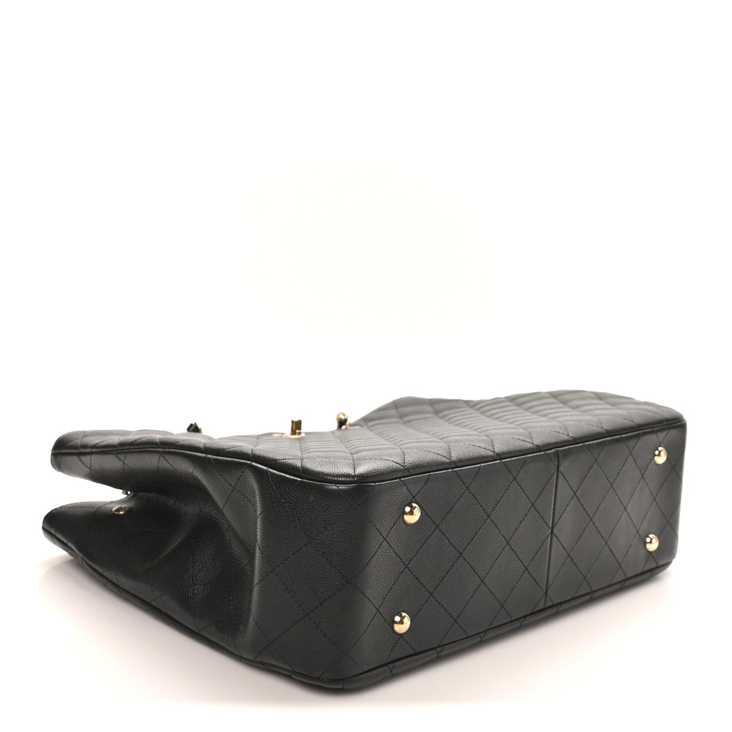 Caviar Quilted Large Shopping Tote Black