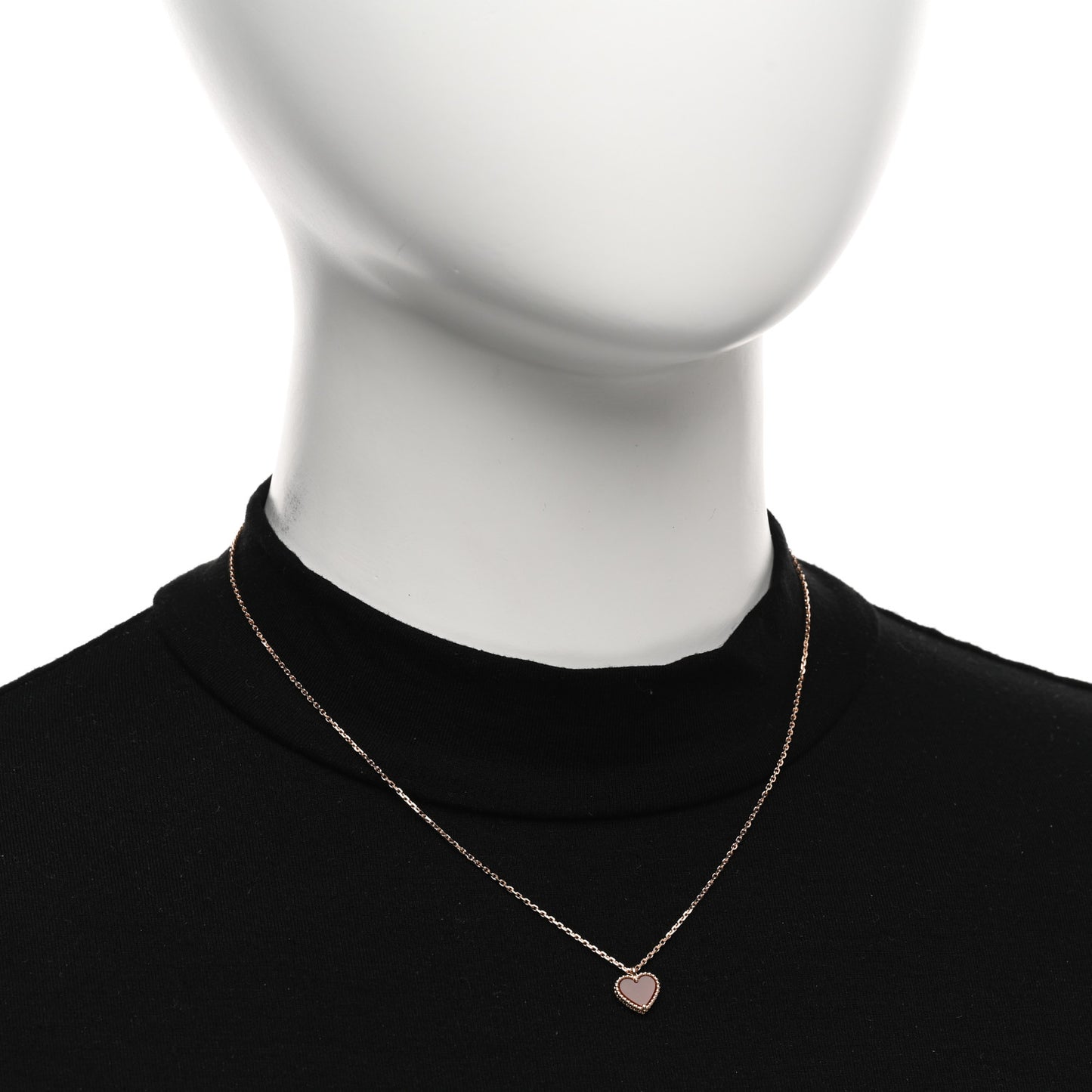 18K Rose Gold Carnelian Sweet Alhambra Heart Pendant Necklace