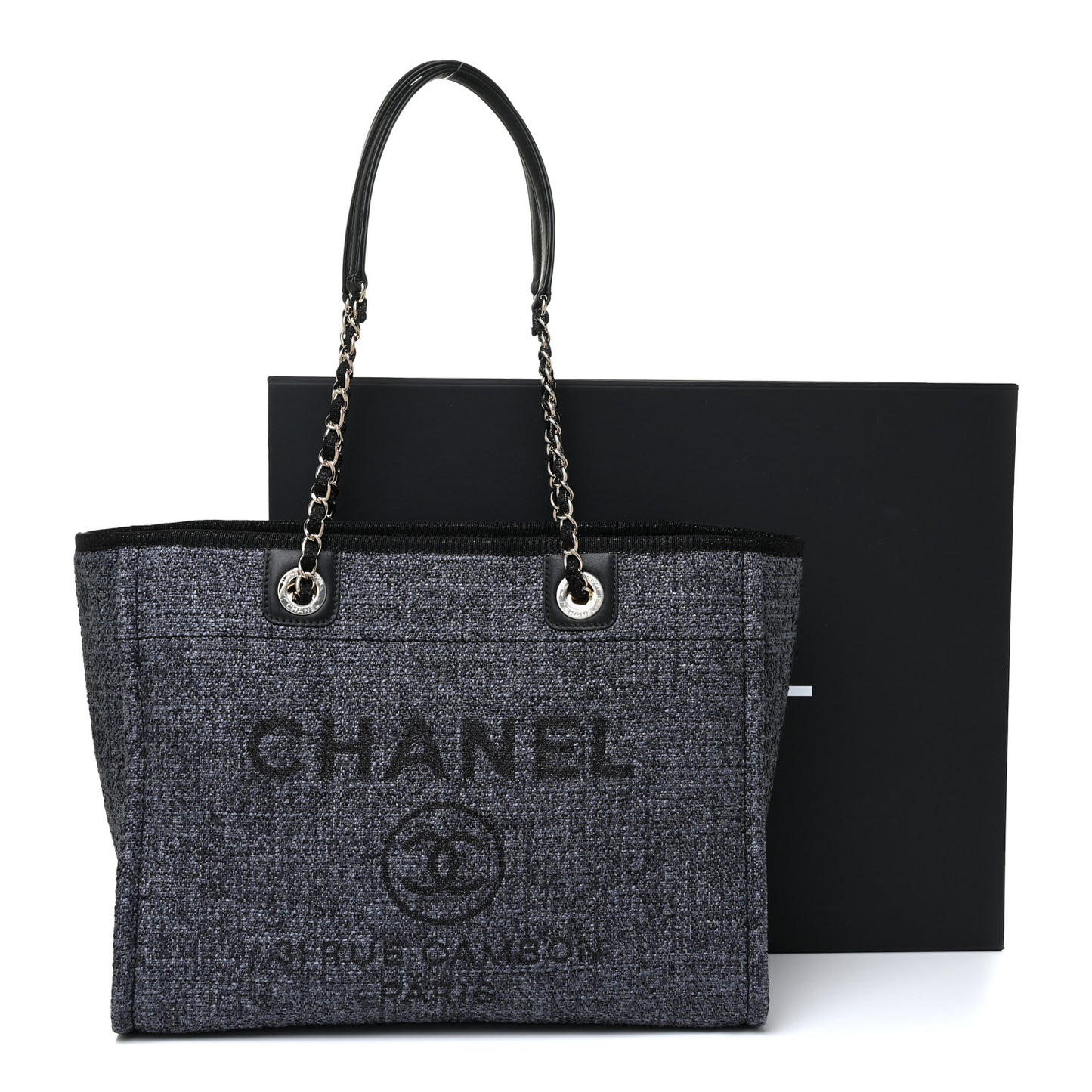Lurex Boucle Small Deauville Tote Black