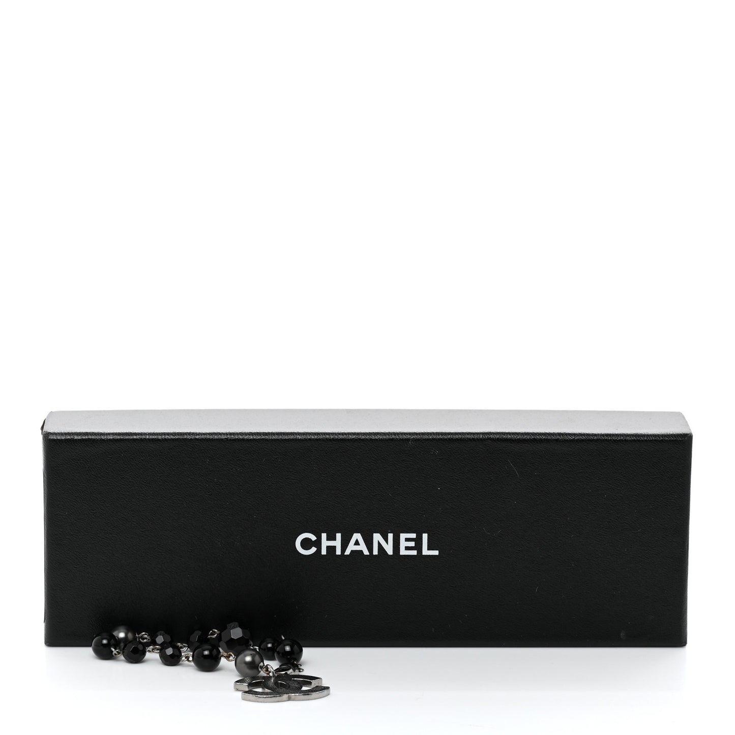 Ruthenium Pearl Beaded CC Bracelet Black