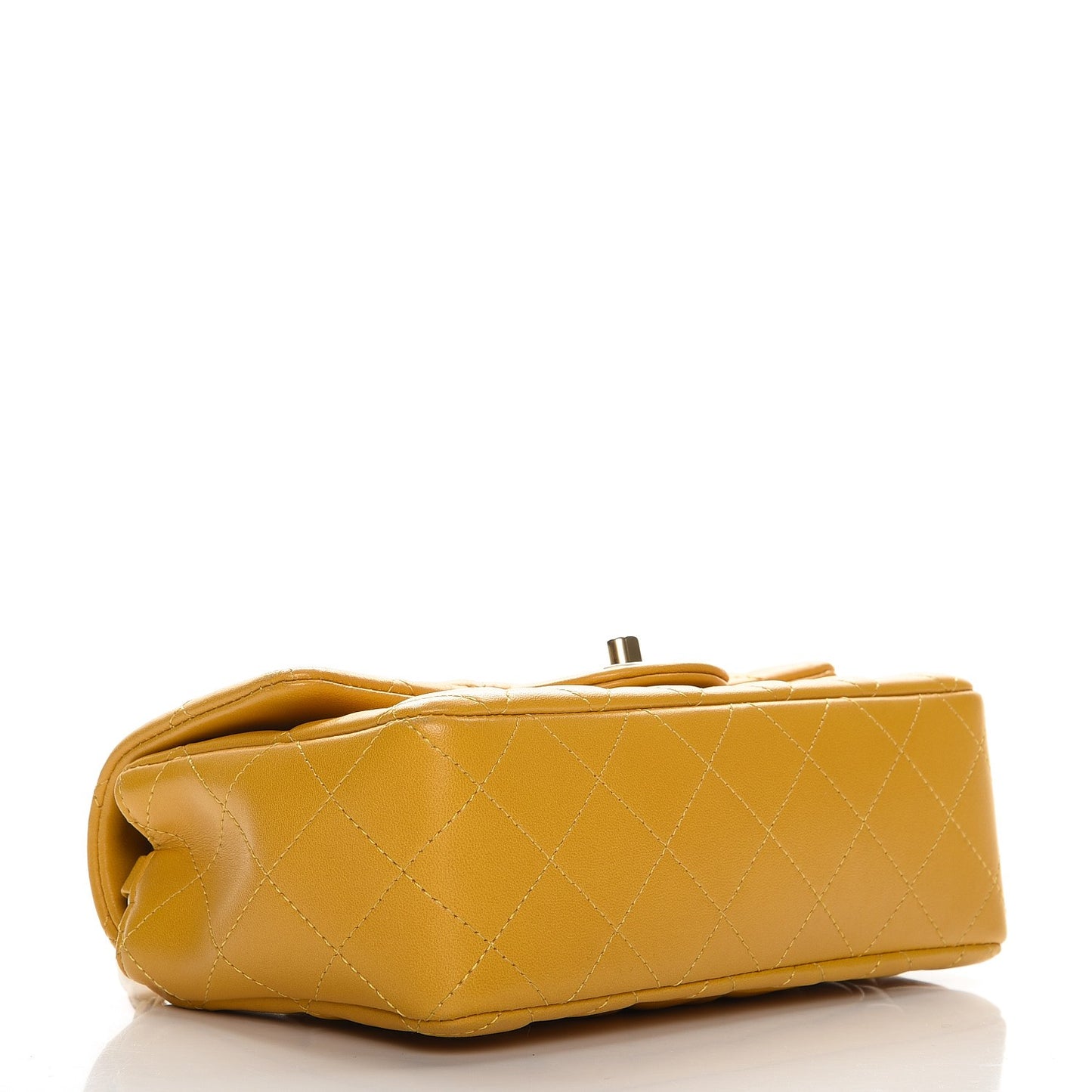 Lambskin Quilted Mini Rectangular Flap Yellow