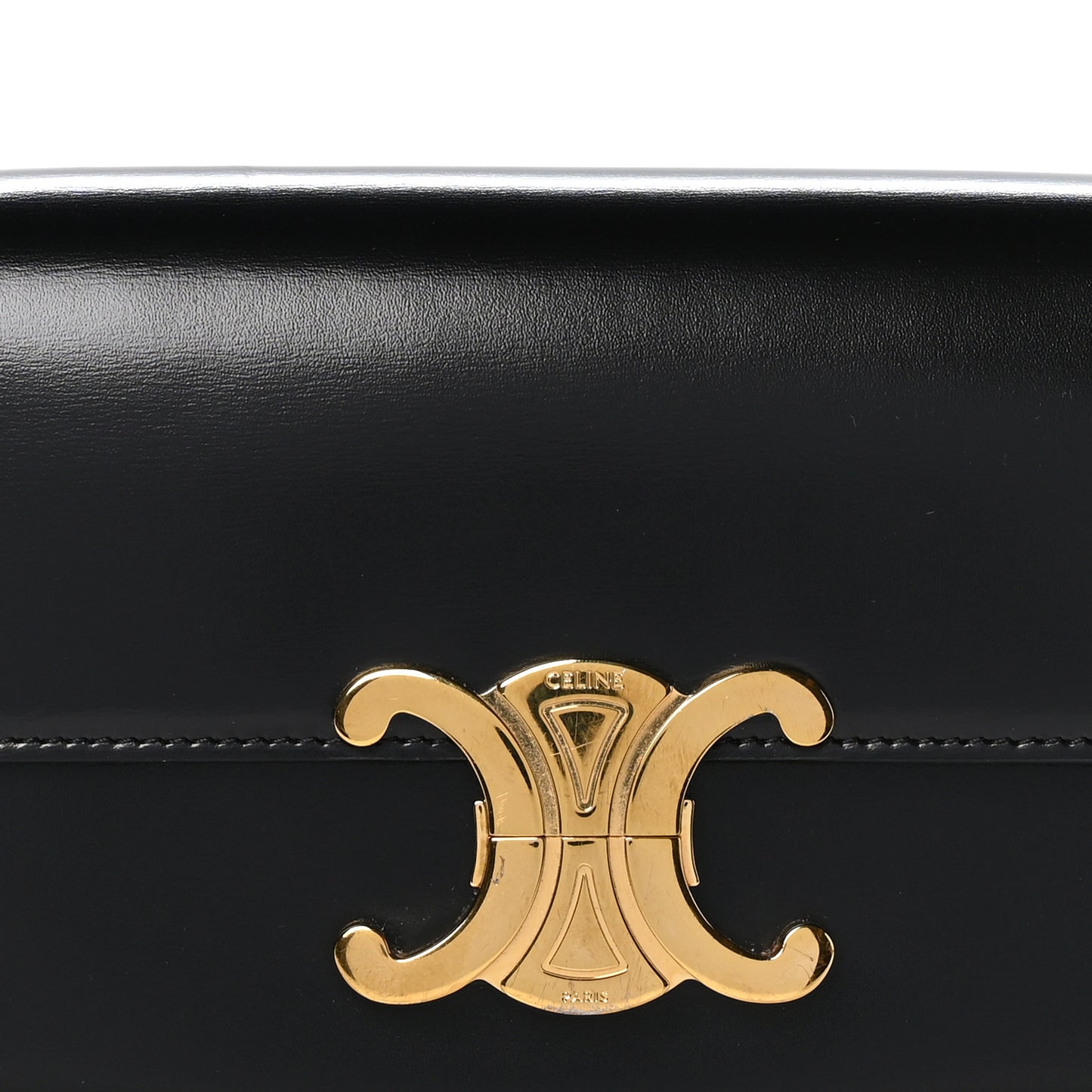Shiny Calfskin Triomphe Shoulder Bag Black