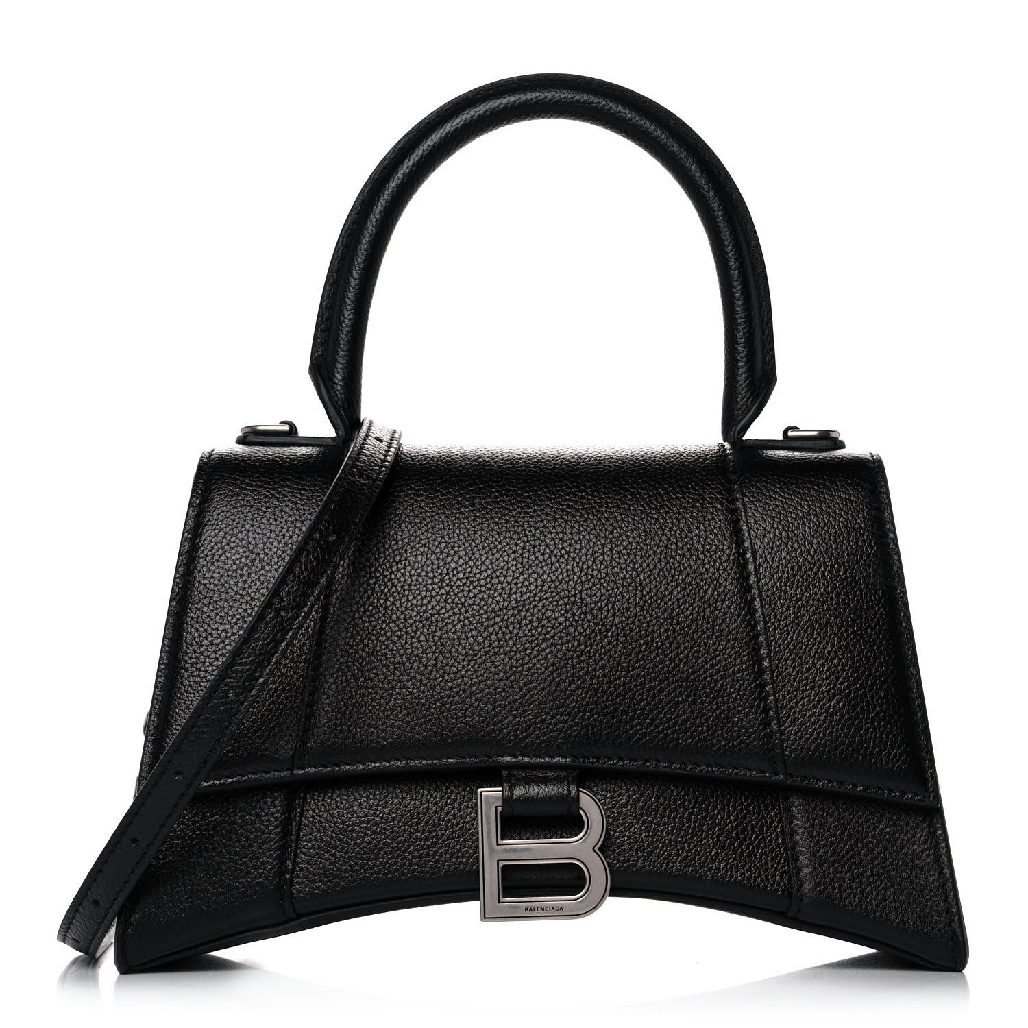 Balenciaga Grained Calfskin Small Hourglass Top Handle Bag Black 1 of 9