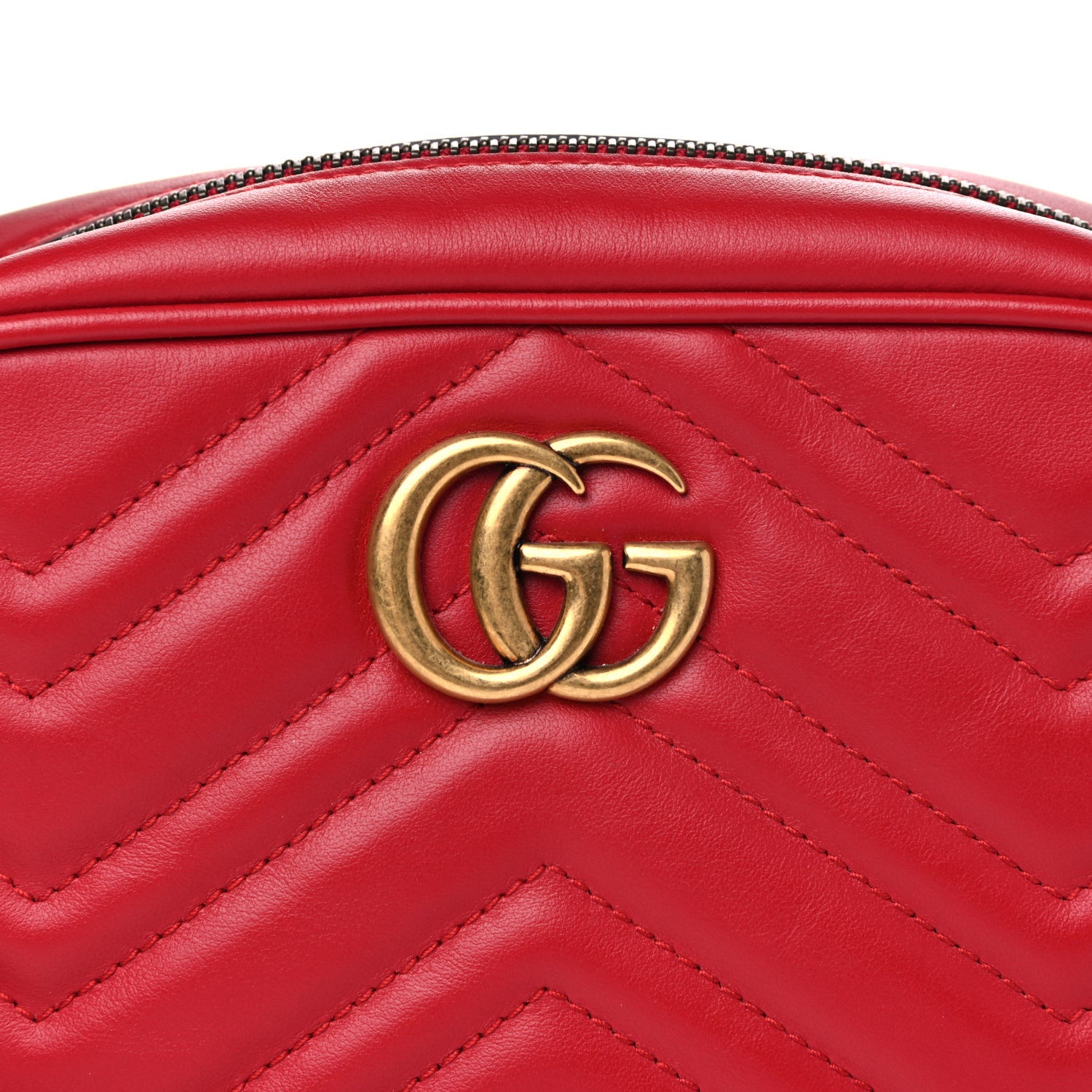 Gucci Calfskin Matelasse Mini GG Marmont Chain Shoulder Bag Hibiscus Red 9 of 11