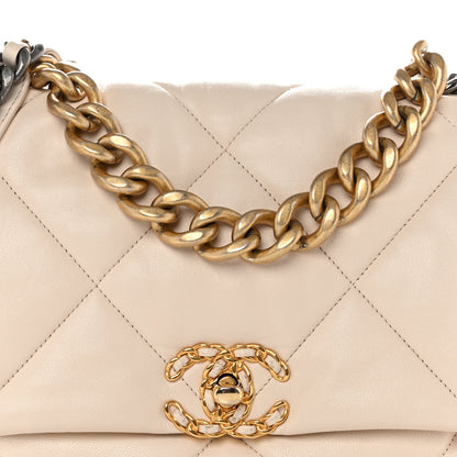 Chanel Goatskin Quilted Large Chanel 19 Flap Light Beige 8 of 10