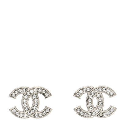 Chanel Crystal Timeless CC Earrings Silver 1 of 4
