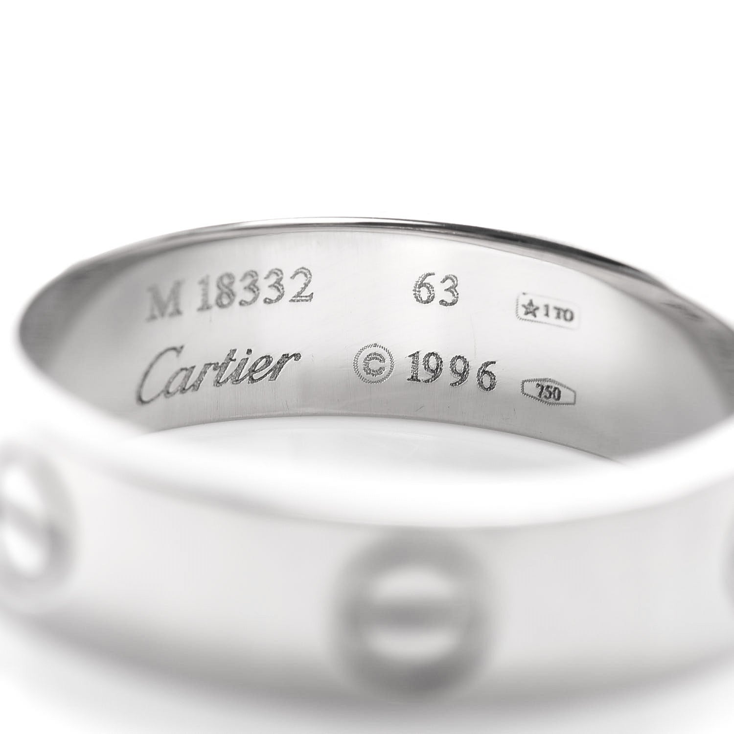 Cartier 18K White Gold 5.5mm LOVE Ring 63 10.25 4 of 4