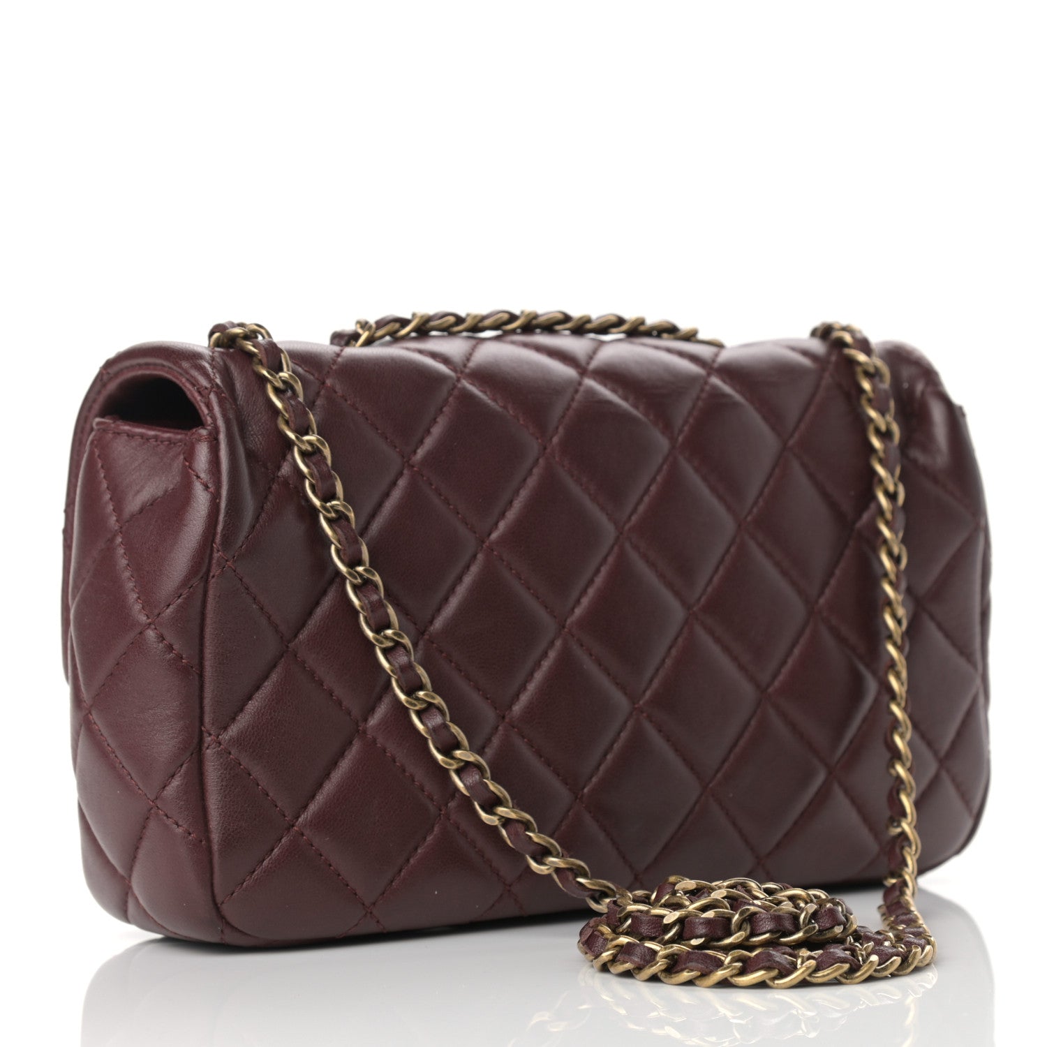 Chanel Lambskin Quilted Meat Packaged Mini Rectangular Flap Burgundy 3 of 9
