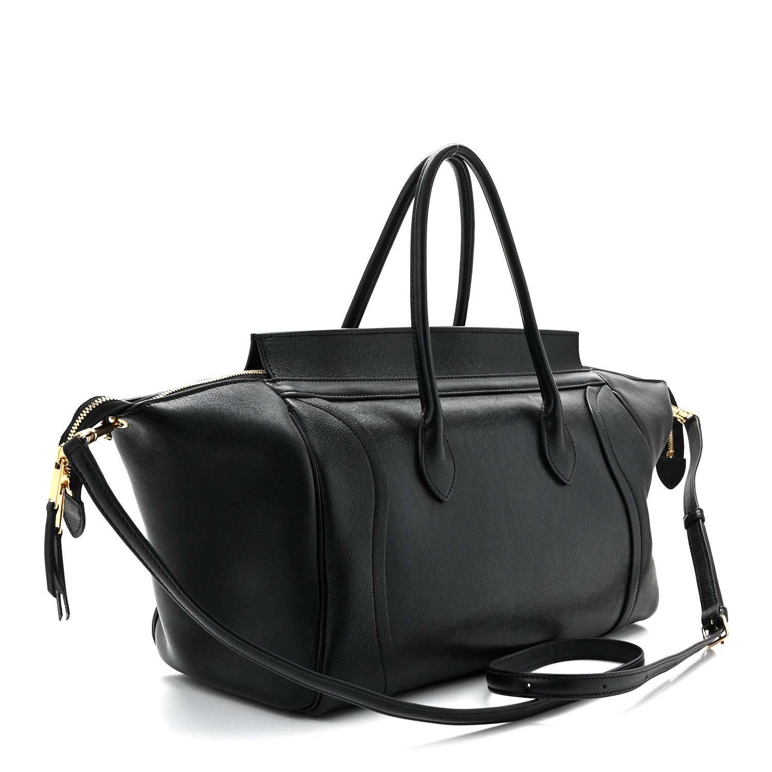 Celine Supple Shiny Lambskin Medium Smiling New Luggage Black 3 of 10