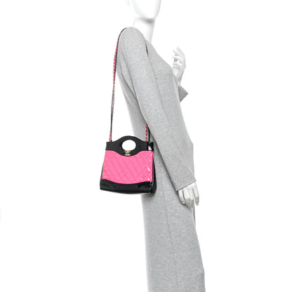 Chanel Patent Calfskin Quilted Mini 31 Shopping Bag Pink Black Pink Black 2 of 11