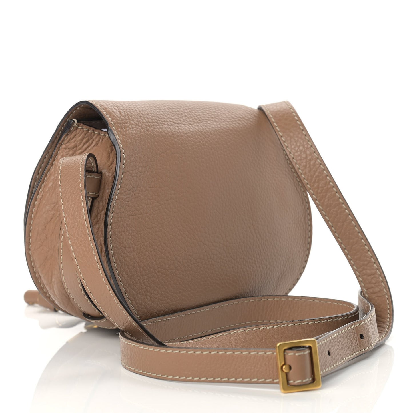 Calfskin Mini Marcie Round Crossbody Bag Nut
