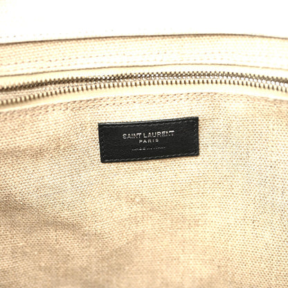 Saint Laurent Linen Calfskin Rive Gauche Tote Optic White 6 of 9