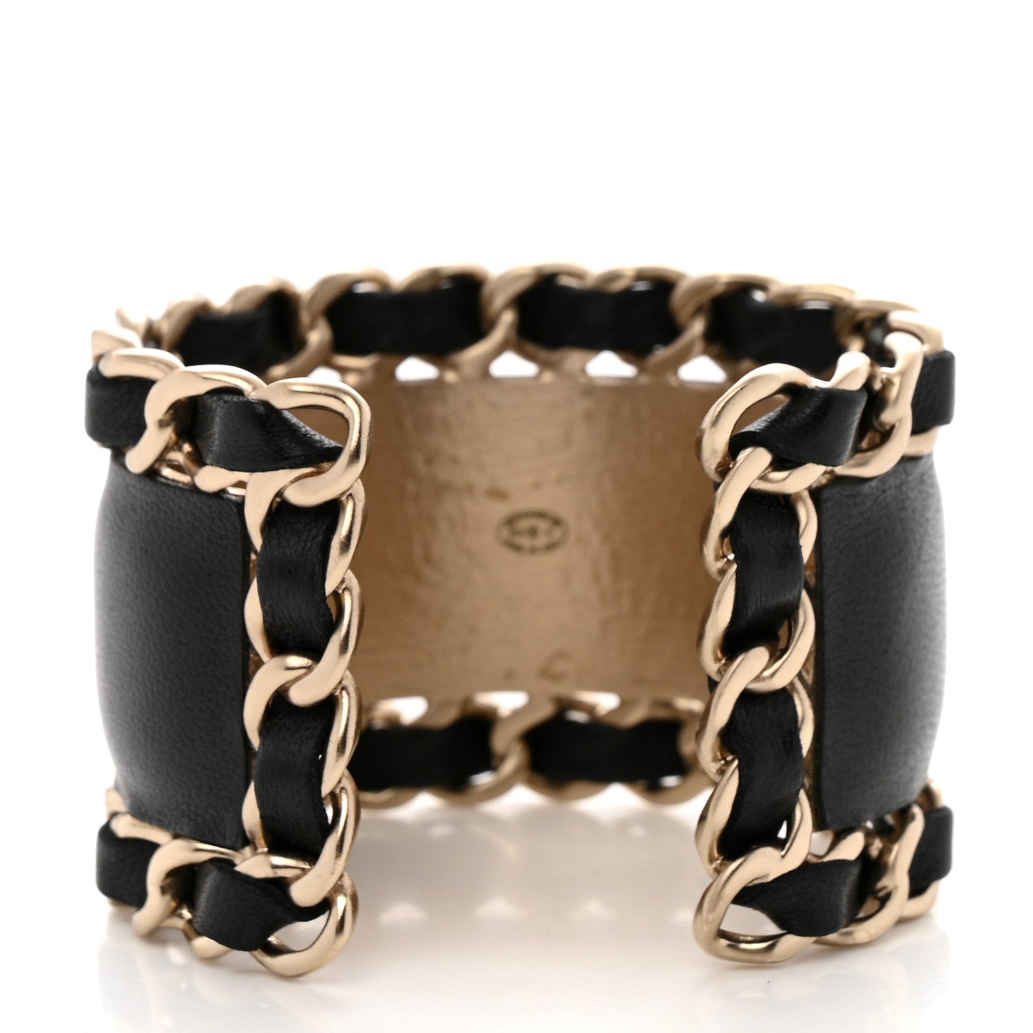 Chanel Lambskin Chain CC Cuff Black Gold 3 of 5