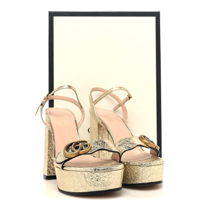 Gucci Galassia GG Marmont Ankle Wrap 30/115mm Platform Sandals 36 Platino 9 of 9