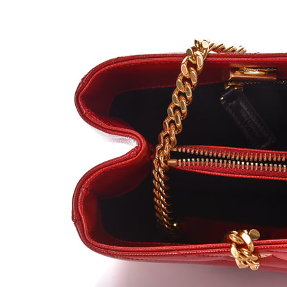 Saint Laurent Grain De Poudre Matelasse Chevron Large Monogram Shopping Bag Red 10 of 16