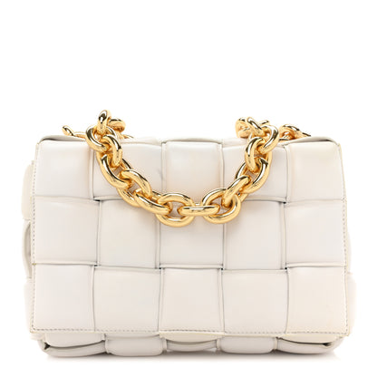 Bottega Veneta Lambskin Maxi Intreccio Padded Chain Cassette Crossbody Bag White 1 of 15