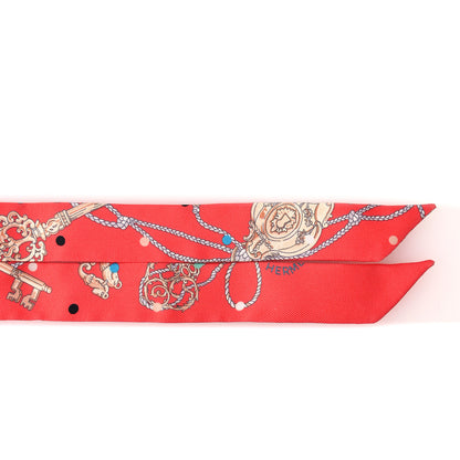 Hermes Silk Les Cles A Pois Doll Twilly Grenadine Beige Multicolor 2 of 4