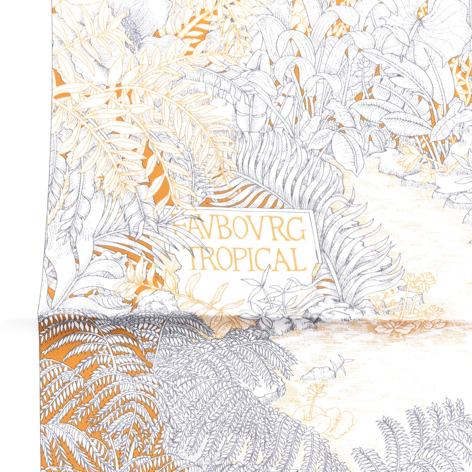 Hermes Silk Faubourg Tropical Scarf 90 Sepia White Caramel 6 of 6