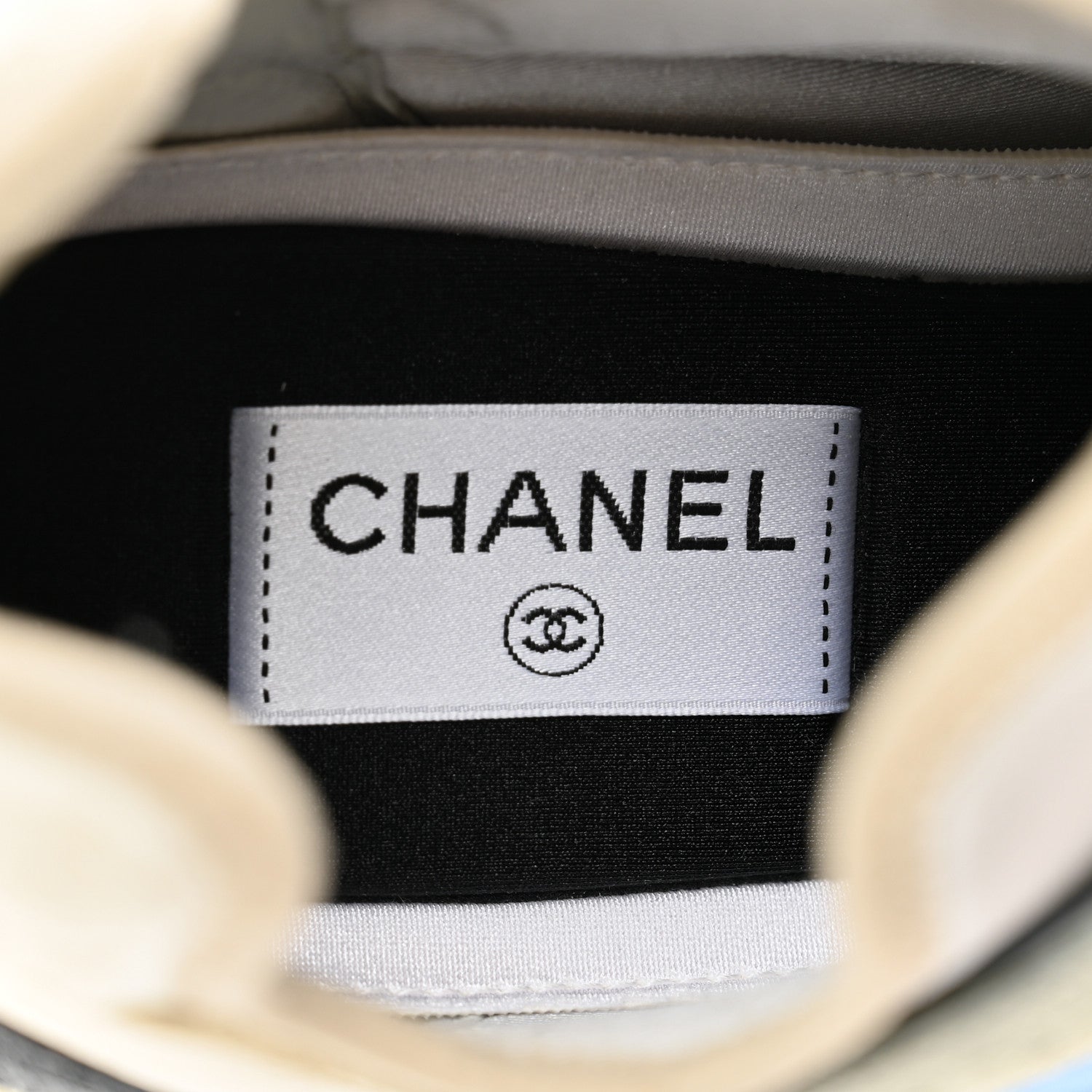 Chanel Fabric Suede Calfskin Mesh Womens CC Sneakers 43 Black Blue Ivory 7 of 11