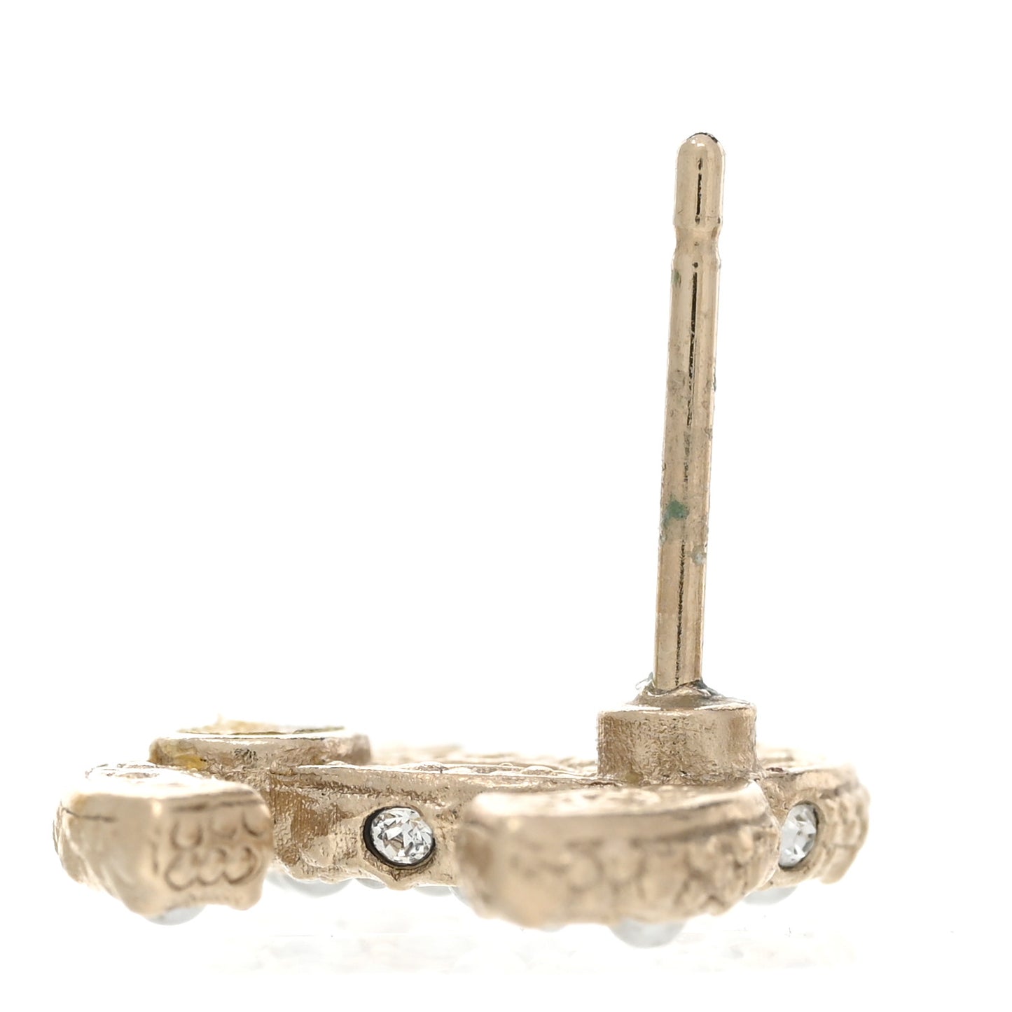 Pearl Crystal CC Earrings Light Gold