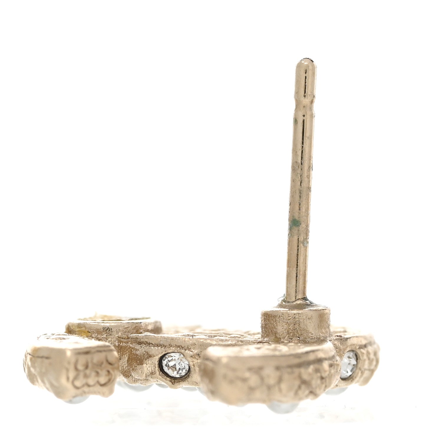 Chanel Pearl Crystal CC Earrings Light Gold 5 of 7